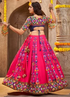 Pink Viscose Rayon Kutch And Mirror Work Chaniya Choli Festive Wear -Mahra Clothing Shop pink viscose rayon kutch and mirror work chaniya choli ghsom2337 b
