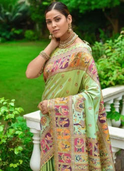 Pista Art Banarasi Silk Zari Saree Festive Wear -Mahra Clothing Shop pista art banarasi silk zari saree sasvw514 b