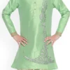 Pista Green Dupion Silk Embroidered Kurta Pyjama Party Wear