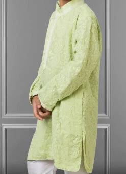 Pista Green Georgette Embroidered Boys Kurta Pyjama Party Wear