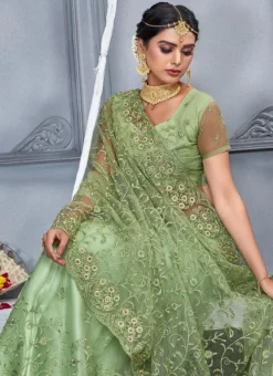 Pista Green Net Embroidery Work Saree Party Wear -Mahra Clothing Shop pista green net embroidery work saree sasuni1393 b