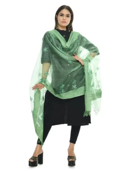 Pista Green Organza Cotton Chikankari Embroidery Work Dupatta Work Wear -Mahra Clothing Shop pista green organza cotton chikankari embroidery work dupatta dpdmimfd075 u