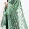 Pista Green Organza Cotton Mirror Embroidery Dupatta Work Wear