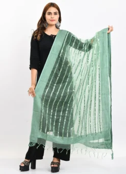 Pista Green Organza Cotton Mirror Embroidery Dupatta Work Wear -Mahra Clothing Shop pista green organza cotton mirror embroidery dupatta dpdmimfd135 u