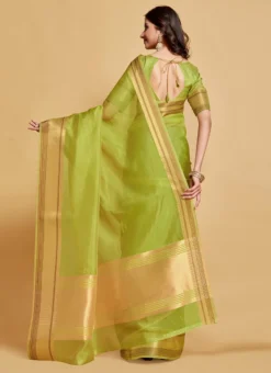 Pista Green Organza Weaving Work Saree Party Wear -Mahra Clothing Shop pista green organza weaving work saree sasprt8163 b