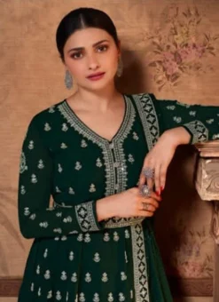 Prachi Desai Green Georgette Embroidery Anarkali Suit Party Wear -Mahra Clothing Shop prachi desai green georgette embroidery anarkali suit slsacu8579 b