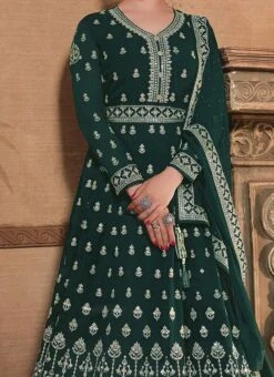 Prachi Desai Green Georgette Embroidery Anarkali Suit Party Wear