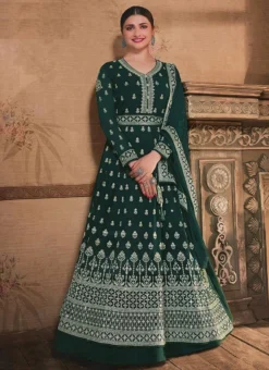 Prachi Desai Green Georgette Embroidery Anarkali Suit Party Wear -Mahra Clothing Shop prachi desai green georgette embroidery anarkali suit slsacu8579 u