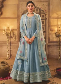 Prachi Desai Sky Blue Dola Silk Embroidered Anarkali Suit Party Wear -Mahra Clothing Shop prachi desai sky blue dola silk embroidered anarkali suit slsrf26573 u
