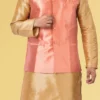 Punch Pink Jacquard Silk Nehru Jacket