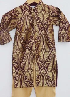 Purple Brocade Ajkan Sherwani Party Wear