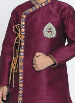 Purple Dupion Silk Indowestern Sherwani Wedding Wear