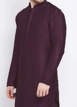 Purple Dupion Silk Soild Stitched Kurta