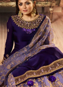 Purple Embroidered A Line Lehenga Party Wear