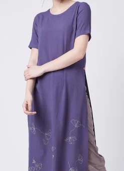 Purple Georgette Kurta Straight Pant Set Work Wear