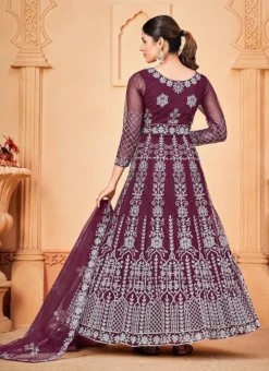 Purple Net Embroidered Anarkali Suit Party Wear -Mahra Clothing Shop purple net embroidered anarkali suit slsacw2491 b