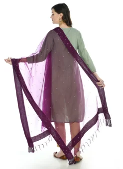 Purple Organza Stone Work Dupatta After Six Wear -Mahra Clothing Shop purple organza stone work dupatta dpsdmfd202 b