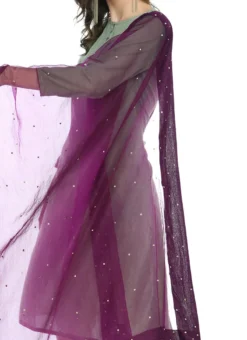 Purple Organza Stone Work Dupatta After Six Wear