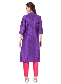 Purple Raw Silk Embroidery Work Kurta Straight Pant Set Party Wear -Mahra Clothing Shop purple raw silk embroidery work kurta straight pant set krskinf9900519 b