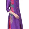 Purple Raw Silk Embroidery Work Kurta Straight Pant Set Party Wear