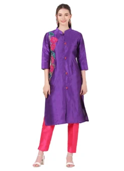Purple Raw Silk Embroidery Work Kurta Straight Pant Set Party Wear -Mahra Clothing Shop purple raw silk embroidery work kurta straight pant set krskinf9900519 u