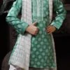 Rama Green Cotton Printed Boys Kurta Pyjama Party Wear