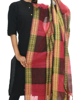 Rani Pink Handloom Cotton Weaving Work Dupatta Work Wear