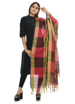 Rani Pink Handloom Cotton Weaving Work Dupatta Work Wear -Mahra Clothing Shop rani pink handloom cotton weaving work dupatta dpdmimfd069 u