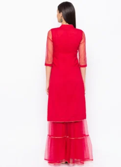 Rani Pink Net Embroidered Kurta Sharara Set After Six Wear -Mahra Clothing Shop rani pink net embroidered kurta sharara set krsmnc2124ks b