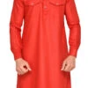 Red Art Silk Pathani Set