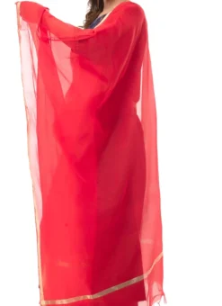 Red Chanderi Cotton Dupatta Festive Wear