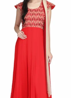 Red Chiffon Anarkali Suit Party Wear