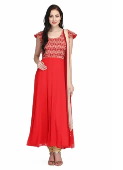 Red Chiffon Anarkali Suit Party Wear -Mahra Clothing Shop red chiffon anarkali suit slkifh9966000563 u