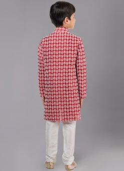Red Cotton Silk Embroidered Kurta Pyjama Party Wear 5 Red Cotton Silk Embroidered Kurta Pyjama Party Wear -Mahra Clothing Shop red cotton silk embroidered kurta pyjama kdbkvs828 b