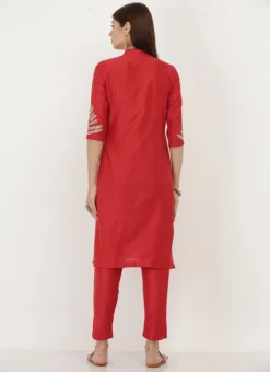 Red Cotton Silk Embroidered Kurta Straight Pant Set After Six Wear -Mahra Clothing Shop red cotton silk embroidered kurta straight pant set krsjiw8 b
