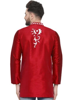 Red Dupion Silk Kurta -Mahra Clothing Shop red dupion silk kurta kudmf723red b