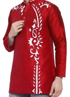 Red Dupion Silk Kurta