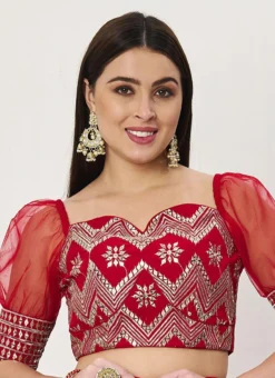 Red Embroidered Zero Shoulder Neckline Blouse Wedding Wear -Mahra Clothing Shop red embroidered zero shoulder neckline blouse BLBS02307593 u