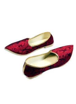 Red Faux Leather Embroidered Mojri