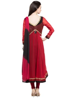 Red Georgette Asymmetrical Anarkali Suit Party Wear -Mahra Clothing Shop red georgette asymmetrical anarkali suit slmnc1690 b