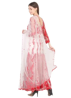 Red N White Net Embroidery Anarkali Suit Party Wear -Mahra Clothing Shop red n white net embroidery anarkali suit slkifh9900545 b