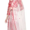 Red N White Net Embroidery Anarkali Suit Party Wear