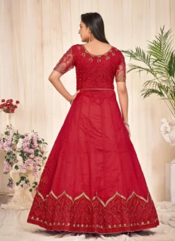 Red Net Embroidered Work Anarkali Suit Party Wear -Mahra Clothing Shop red net embroidered work anarkali suit slsacw2461 b