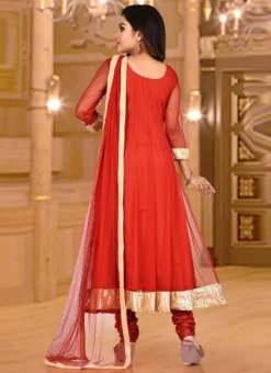 Red Net Embroidery Anarkali Suit Party Wear -Mahra Clothing Shop red net embroidery anarkali suit slsrrmu035 b