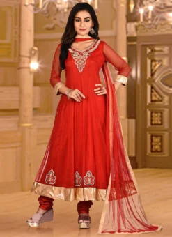 Red Net Embroidery Anarkali Suit Party Wear -Mahra Clothing Shop red net embroidery anarkali suit slsrrmu035 u