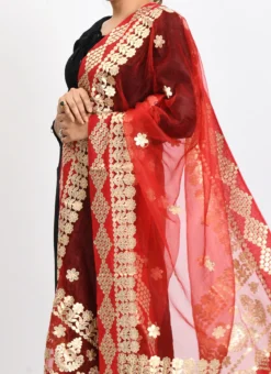 Red Organza Cotton Gota Work Dupatta Work Wear