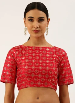 Red Silk Embroidery Work Blouse Party Wear -Mahra Clothing Shop red silk embroidery work blouse blspfb179re u