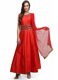 Red Taffeta Mirror Work Anarkali Suit Party Wear -Mahra Clothing Shop red taffeta mirror work anarkali suit slkifh9966000263 u