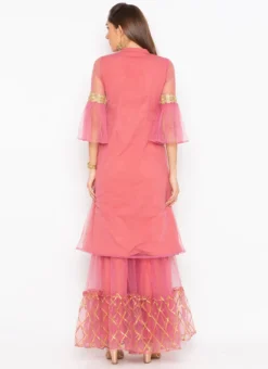 Rose Pink Net Embroidered Kurta Sharara Set After Six Wear -Mahra Clothing Shop rose pink net embroidered kurta sharara set krsmnc2121ks b