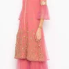 Rose Pink Net Embroidered Kurta Sharara Set After Six Wear